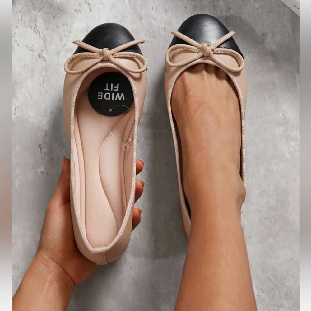 SHUZIA Beige and Black Women's Ballet Wide Fit - Picture 4 of 4